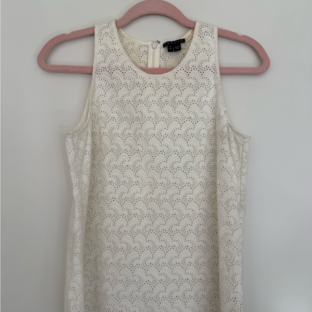 Theory Cream Eyelet Sleeveless Top